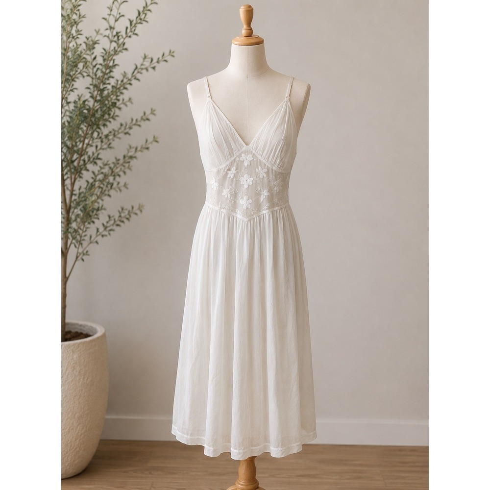 Vintage Gotham Gold Stripe Sheer Ivory Nightgown Slip Dress 32 Lace Cottagecore